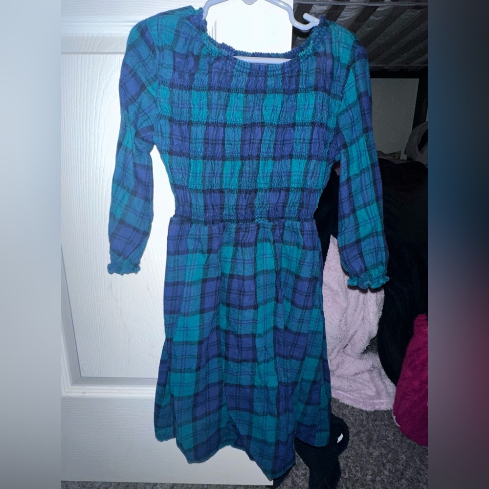 Old Navy Kids Plaid Dress in Blue and Green